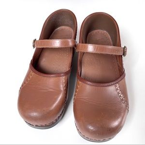 Dansko Mary Jane Clogs Brown Leather EU 40 US 9